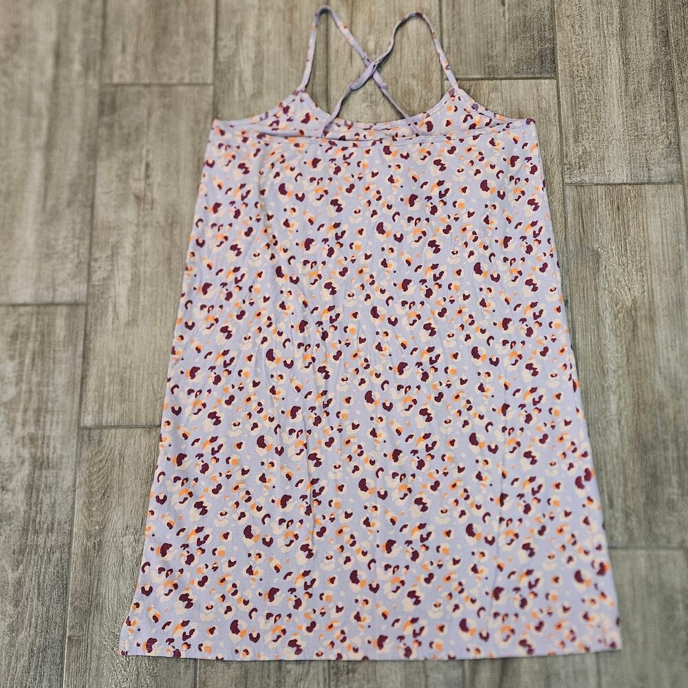 Pact Organic Cotton Slip‎ Dress Womens XL Purple Orange Print Cross Back Casual - Picture 5 of 10